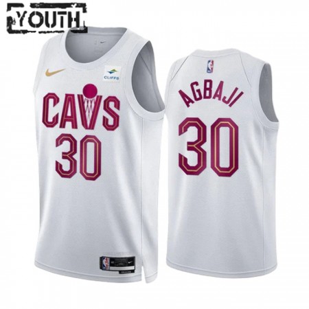 Dres Cleveland Cavaliers Ochai Agbaji 30 Nike 2022-23 Association Edition Bijela Swingman - Dječji